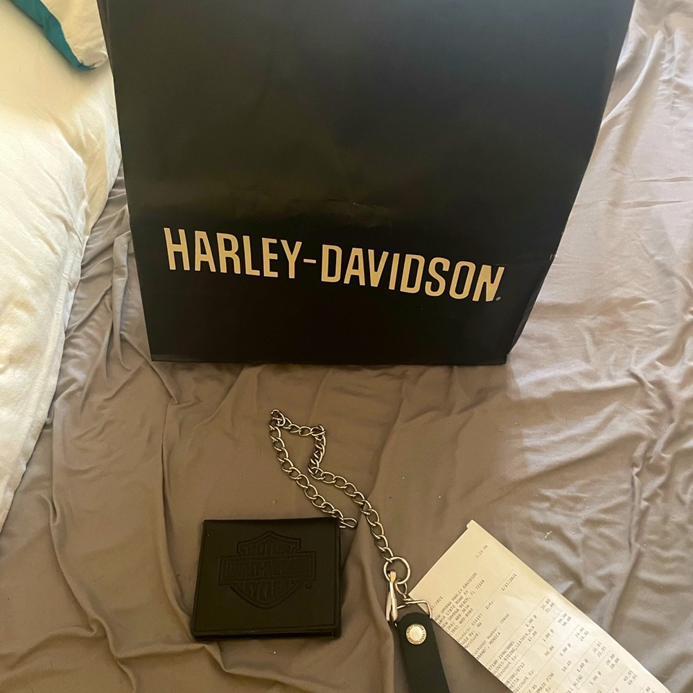 Brand New Black Leather Harley Wallet